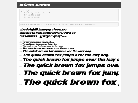 infiniteJusticeFont/demo screenshot