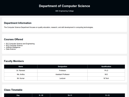 college acdemic/page screenshot