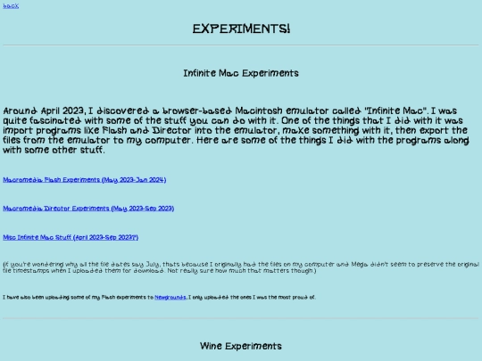experiments screenshot