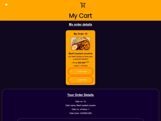 aishaz-online-kitchen/cart screenshot