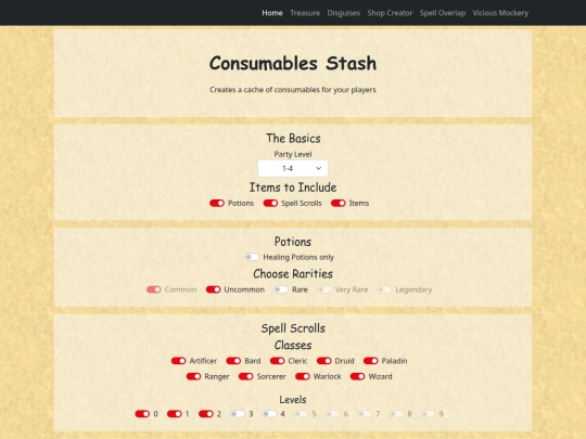 consumables screenshot