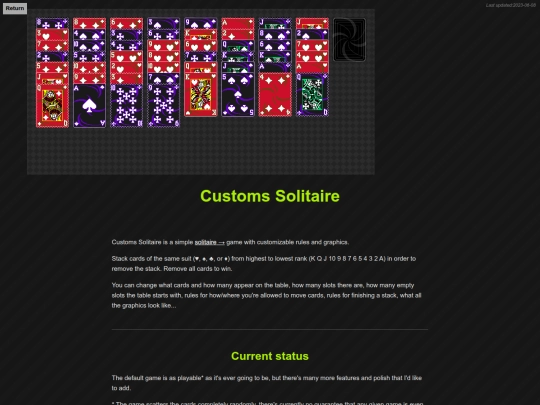 customssolitaire screenshot