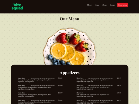 menu screenshot