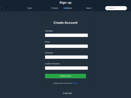 signup screenshot