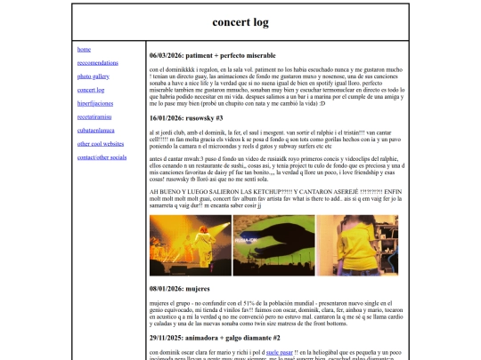 concert log screenshot