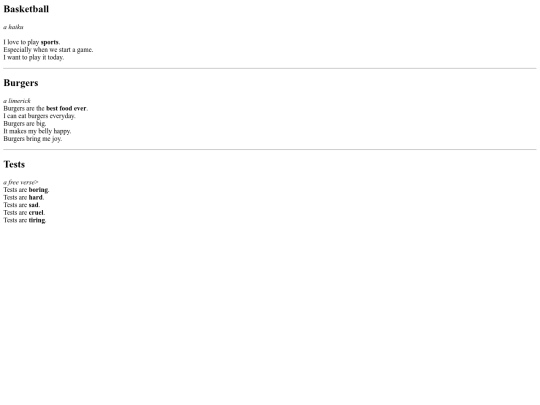 Poem Web Page screenshot