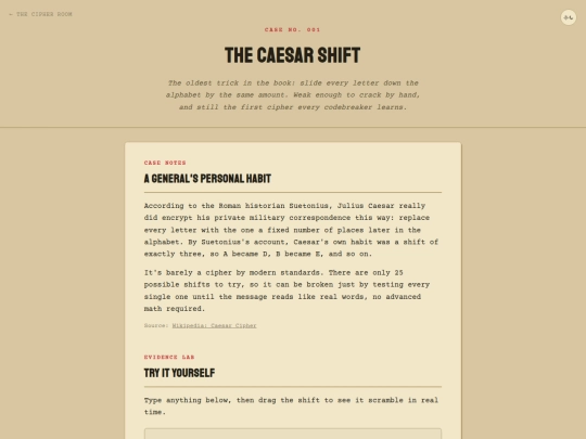 cipher-room/caesar screenshot