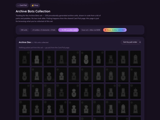 pack-cracker/sets/archive-bots screenshot