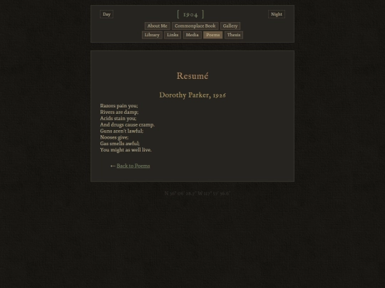 poems/resume screenshot