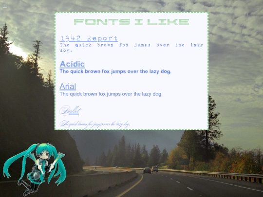 fonts screenshot