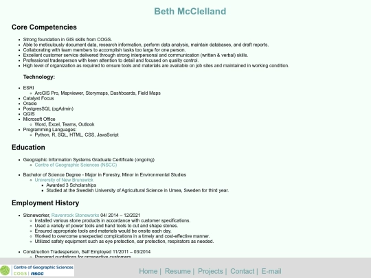 Resume screenshot