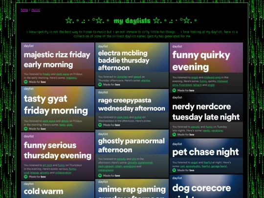 music/daylists screenshot
