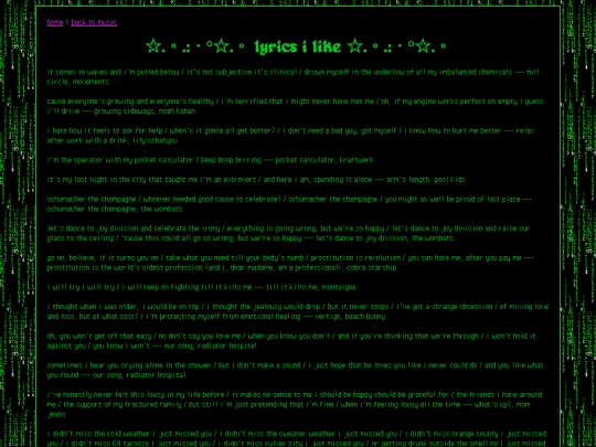 music/lyrics screenshot