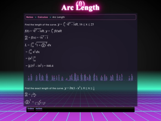 math/cal/arc-length screenshot