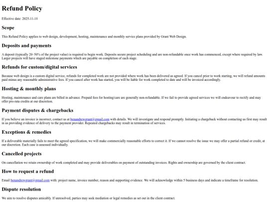 refund-policy screenshot