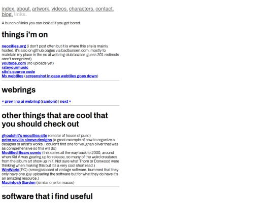 links screenshot