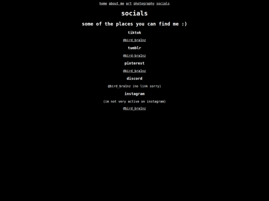 socials screenshot