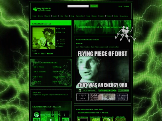 personal site/milesmyspace screenshot