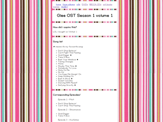 glee stuff/gleecd1 screenshot