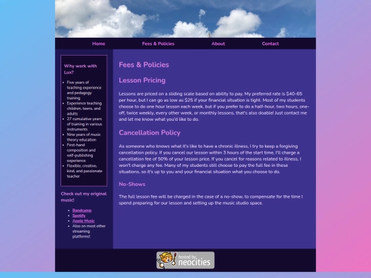 fees-policies screenshot