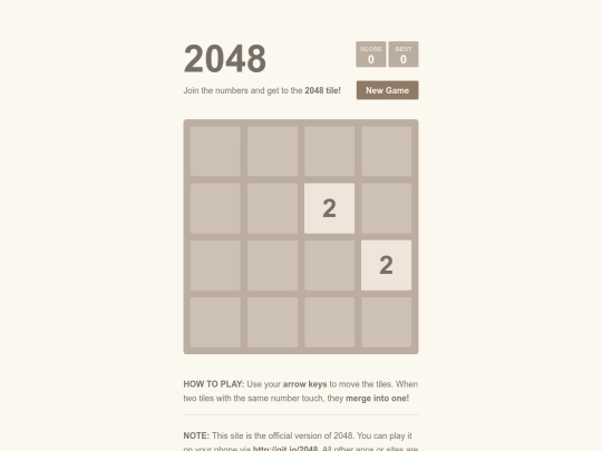html/games/2048 screenshot