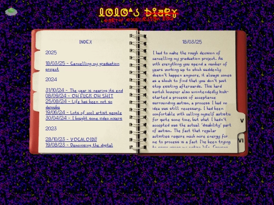 diary screenshot