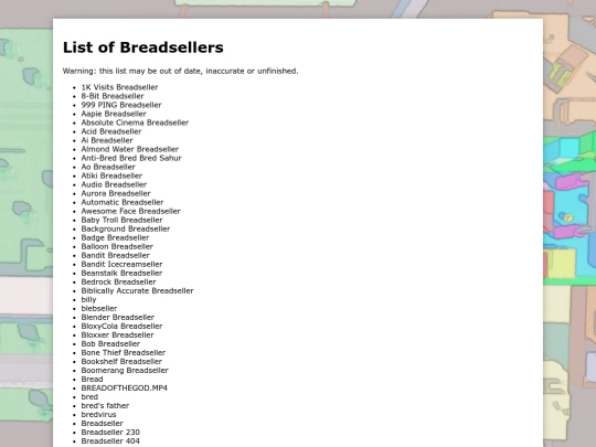 listofbreadsellers screenshot