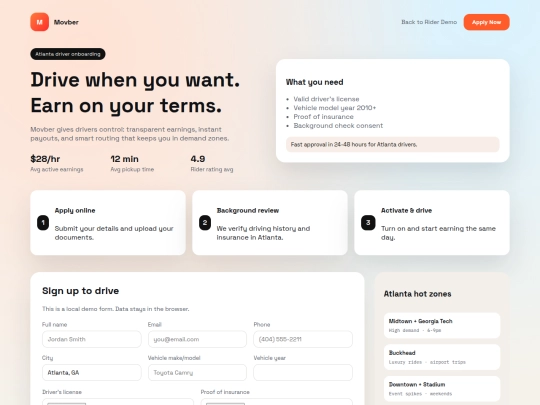 driver-signup screenshot