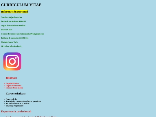 ejercicio09curriculum screenshot