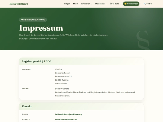 Impressum screenshot