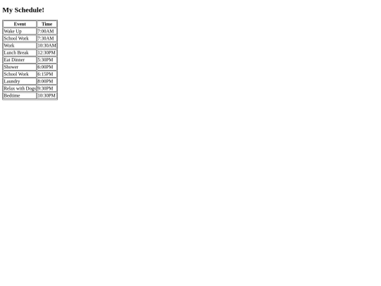 Schedule screenshot