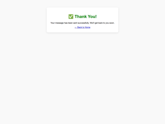 thankyou screenshot