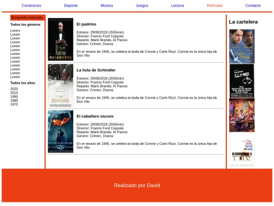 ejercicios/ocio/peliculas screenshot