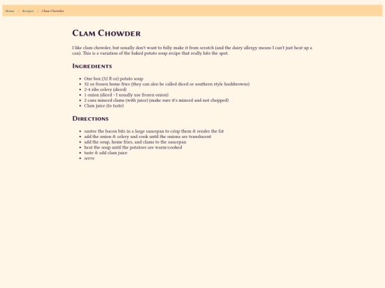 recipes/clam_chowder screenshot