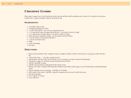 recipes/gumbo screenshot