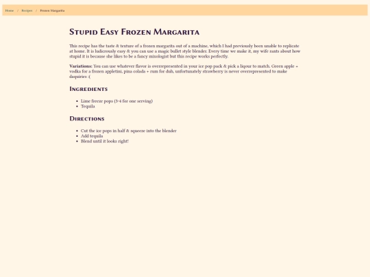 recipes/margarita screenshot