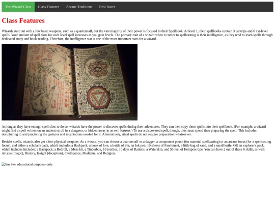 classfeatures screenshot