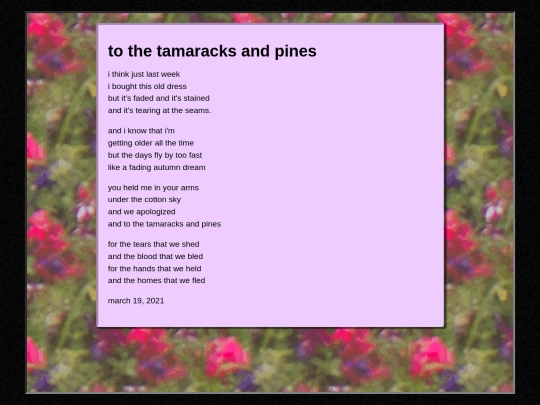 poems/tamaracks screenshot