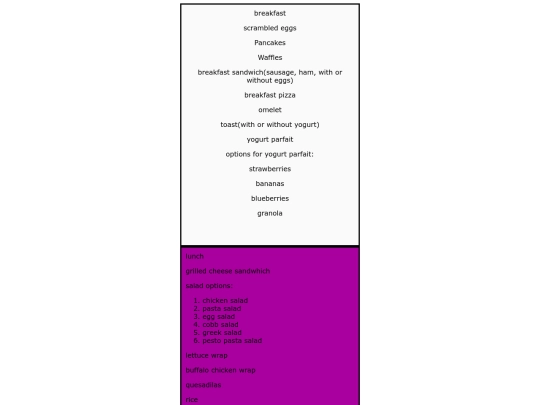documents/menus screenshot