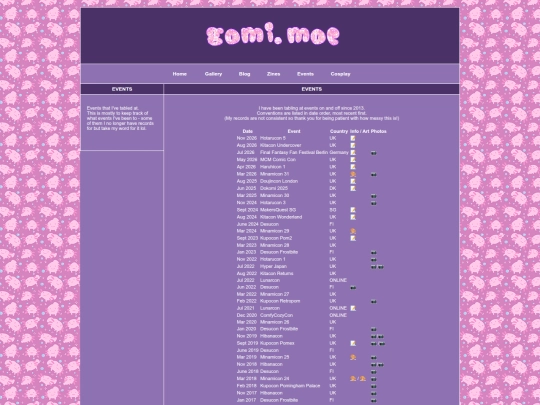 events screenshot