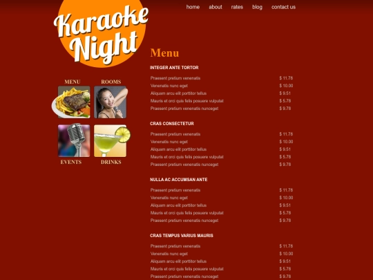 menu screenshot