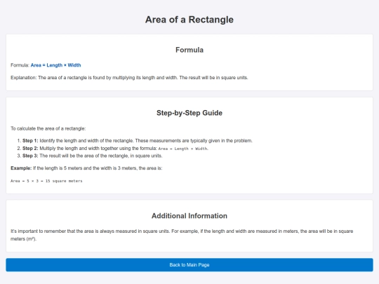 8th Grade Formulas/area-rectangle screenshot
