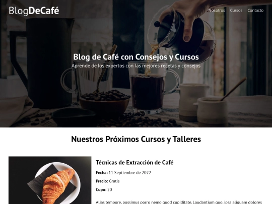 Cafeteria/cursos screenshot