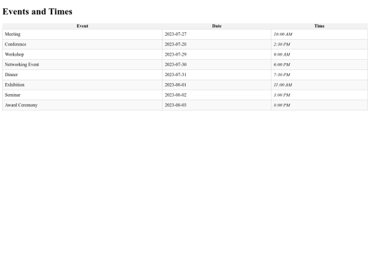 schedule screenshot