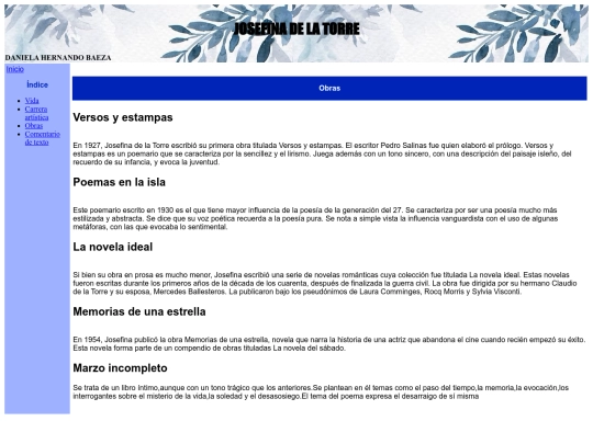 josefina de la torre/obras screenshot