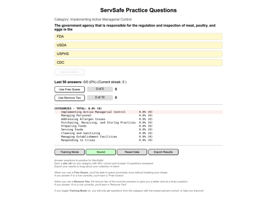ServSafePracticeTEST screenshot