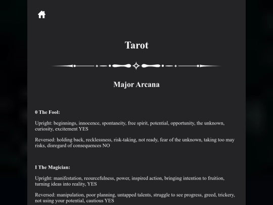 tarot screenshot