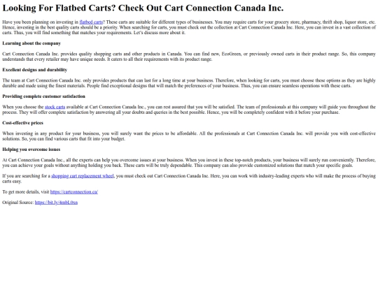 LookingForFlatbedCartsCheckOutCartConnectionCanadaInc. screenshot