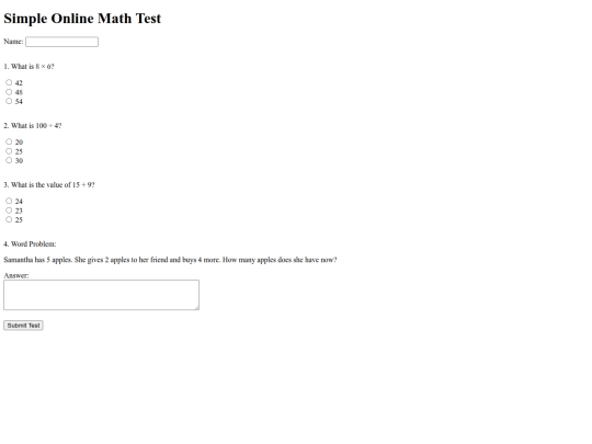 School.java script/mathform screenshot