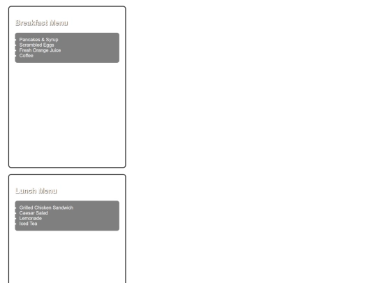 School.java script/resturantmenu screenshot